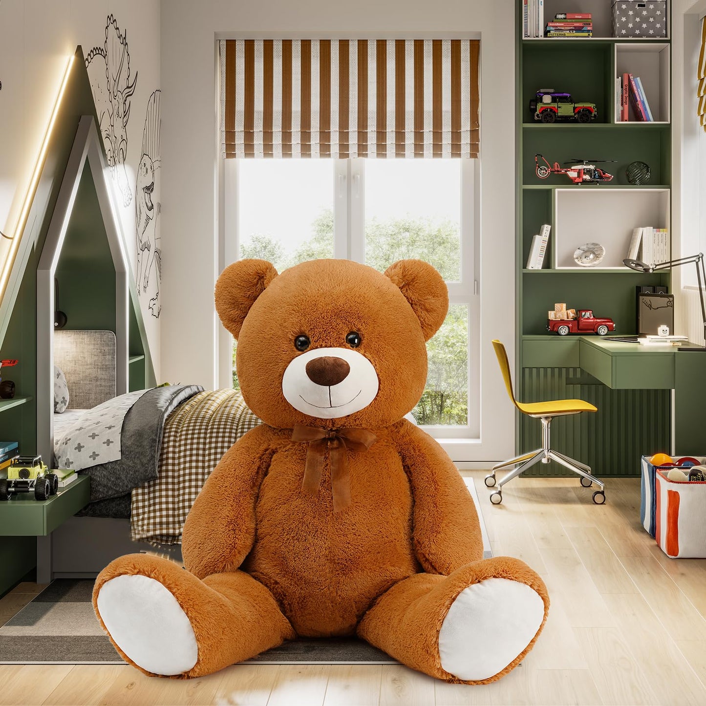 Toys Studio 47 Inch Big Teddy Bear Giant Stuffed Animal for Girls, 4 Feet Large Teddy Bear Baby Shower Party Decorations Kids Women Girlfriend Christmas Valentines Gifts, Light Brown