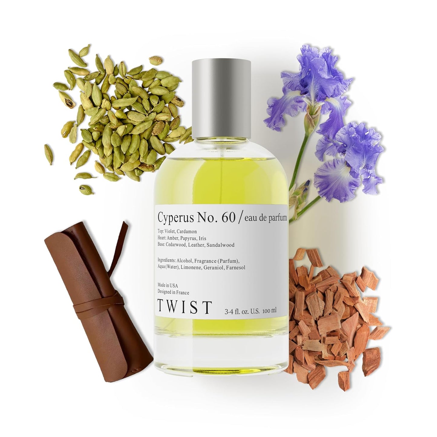 Twist Cyperus No. 60 Perfume for Women & Men Inspired by L. Lab. Santal 33 | Unisex Eau de Parfum Spray with Sandalwood & Woods Notes - Gift for Him or Her - Vegan, Paraben & Phthalate Free - 3.4 oz