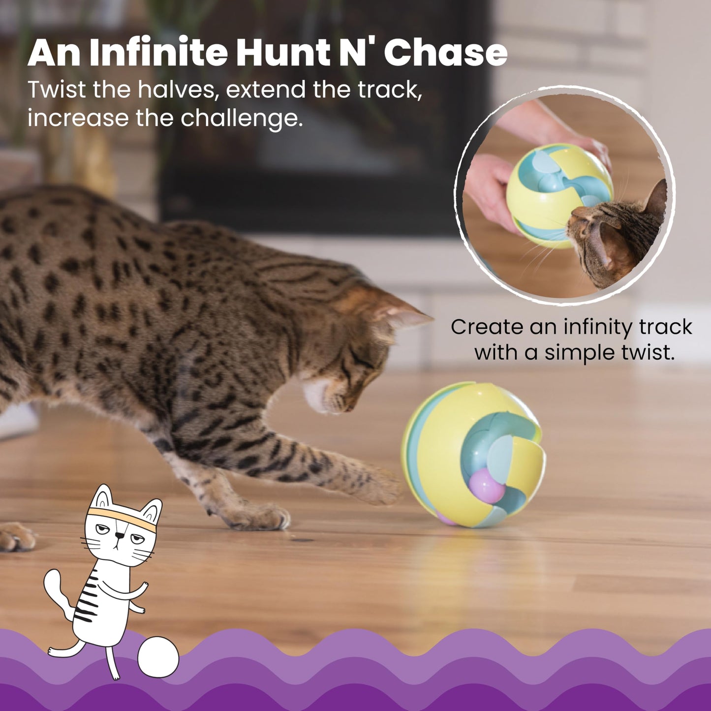 Catstages Tower of Tracks Cat Toy – 3-Level Track Tower with 6 Balls, Interactive Cat Toy for Indoor Enrichment