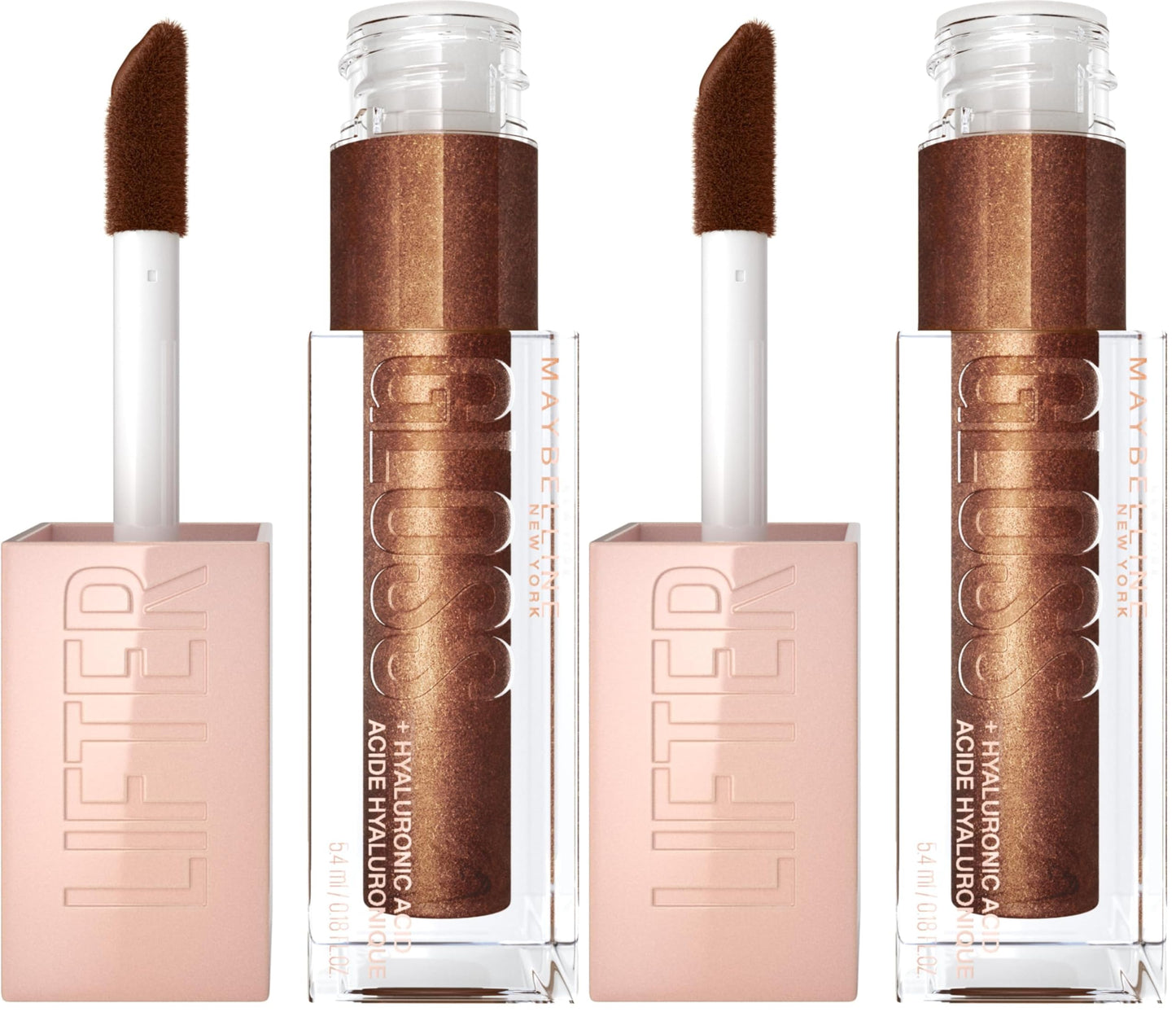 Maybelline Lifter Gloss, Hydrating Lip Gloss with Hyaluronic Acid, Ice, Pink Neutral, 0.18 Ounce
