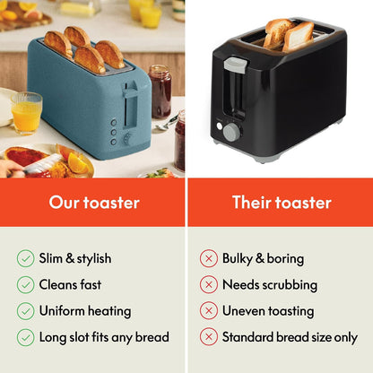 bella 2 Slice Slim Toaster, Fits-anywhere™ Kitchenware, 6 Setting Shade Control with Reheat & Cancel Buttons, Fits sourdough, 10” Long Slot, Anti Jam & Auto Shutoff, 900 Watt, Oatmilk