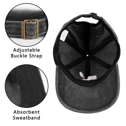 Embroidered Baseball Cap Adjustable Vintage Washed Distressed Denim Baseball Hat for Women Men