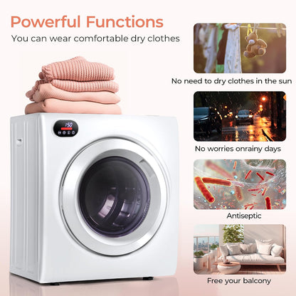 Euhomy 2.65 Cu.Ft Portable Dryer with Exhaust Hose, Clothes Dryer with Four Functions, 1400w Dryer Machine with Stainless Steel Drum, Suitable for Apartments, RVs, Gym