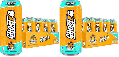 GHOST Energy Drink, Zero Sugars, 12-Pack, Cherry Limeade, 16oz | Energy & Focus Pre Workout Drink, No Artificial Colors, Gluten-Free, Vegan - 200MG Natural Caffeine, L-Carnitine, Taurine