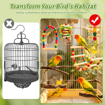 8 PCS Bird Perch Set for Cage - Natural Apple Wood Platforms & Hardwood Branches for Parakeets, Budgies, Cockatiels - Small Bird Habitat Gym, Climbing Stand & Safe Chew Toys