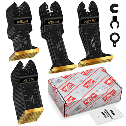 KELIN 6PCS Oscillating Multi Tool Hook Knife Blades, Multitool Saw Blades for Soft Materials Like Roofing Shingles, Carpet, Cardboard & PVC Flooring, Universal Interface