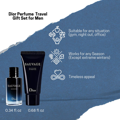 Sauvage by Christian Dior for Men 0.34 oz Eau de Parfum Travel Size | Designer men's cologne, luxury mini perfume, pocket size, TSA-friendly, fragrance sampler, gift for him
