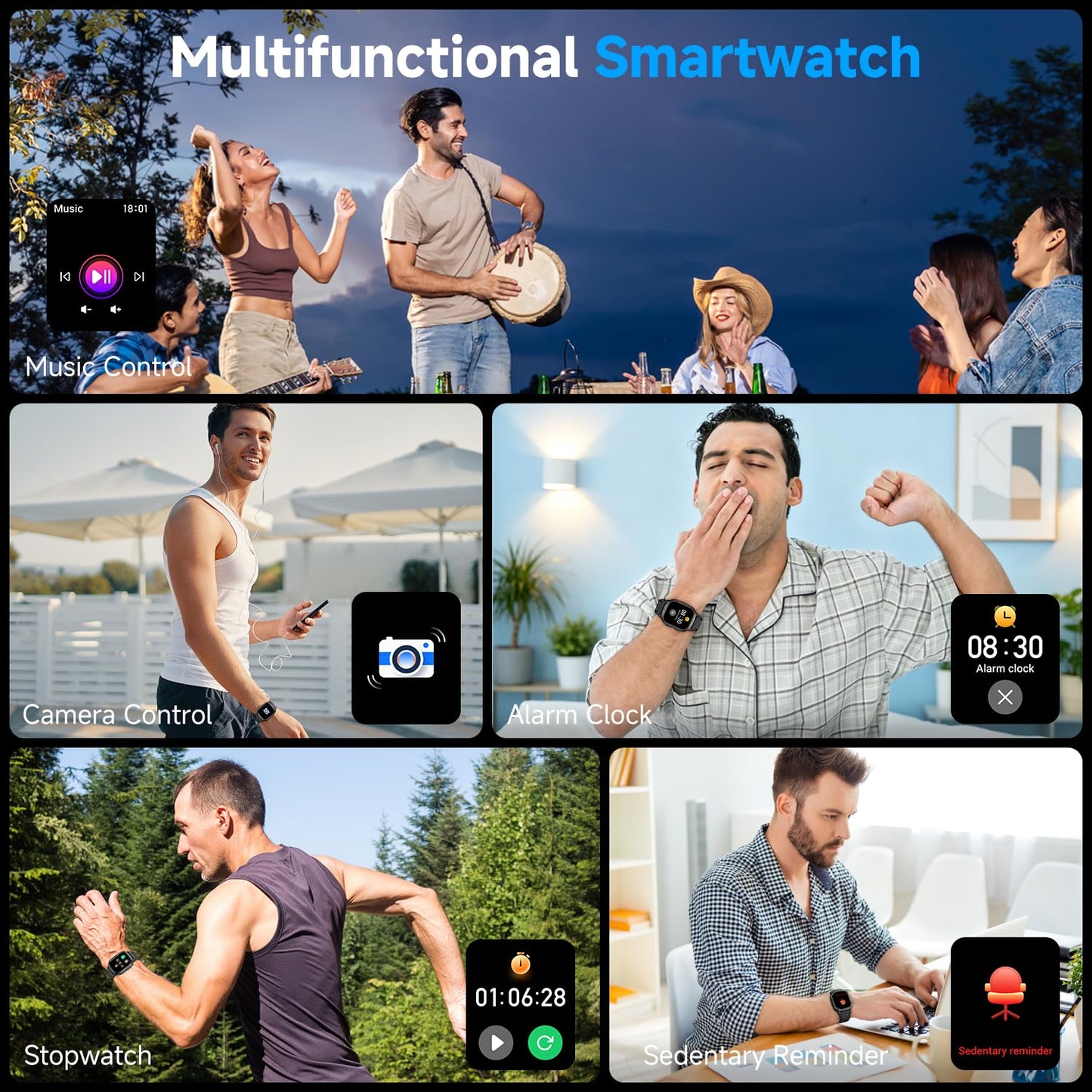 Smart Watch for Men Fitness Tracker: Military Waterproof Make Answer Call Digital Mens Watches Running Step Pedometer Smartwatch Compatible Samsung Android and iPhone Sleep Heart Rate SpO2 Monitor
