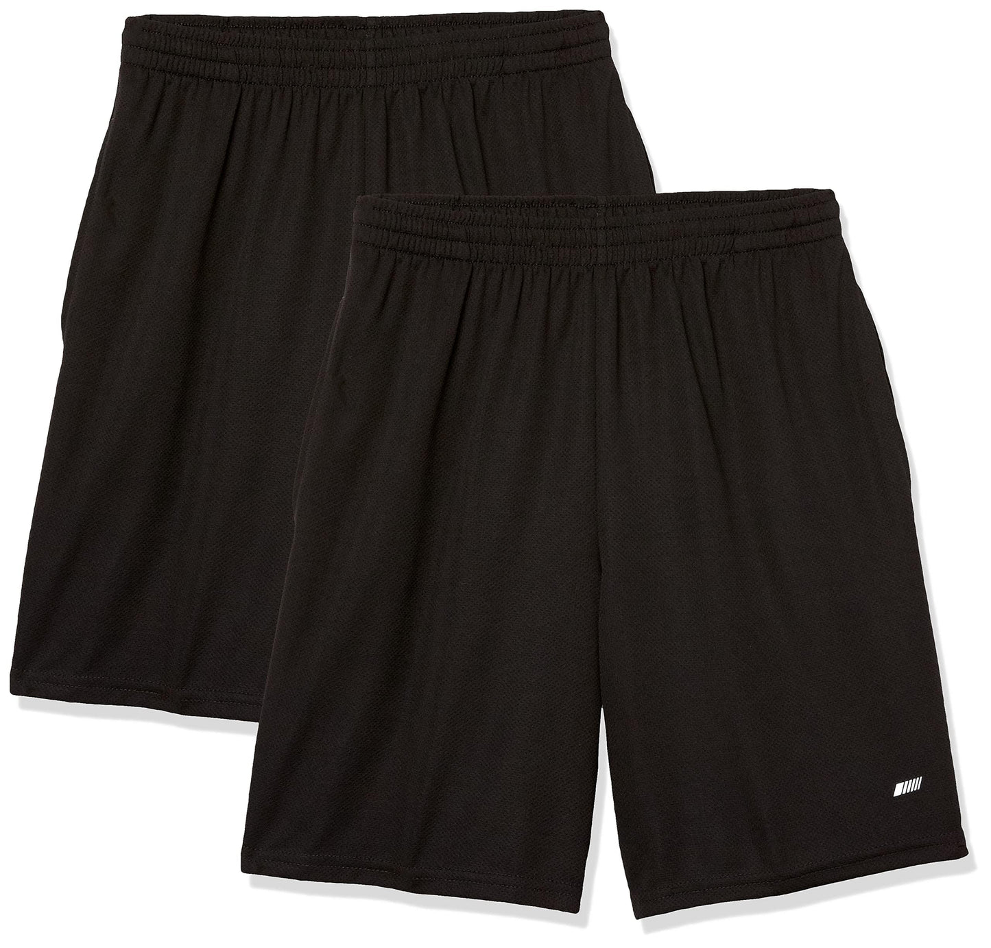 Amazon Essentials Men's Athletic Basketball Gym Shorts, Breathable Moisture Wicking Loose-Fit with Elastic Waist, Pack of 2