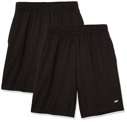 Amazon Essentials Men's Athletic Basketball Gym Shorts, Breathable Moisture Wicking Loose-Fit with Elastic Waist, Pack of 2