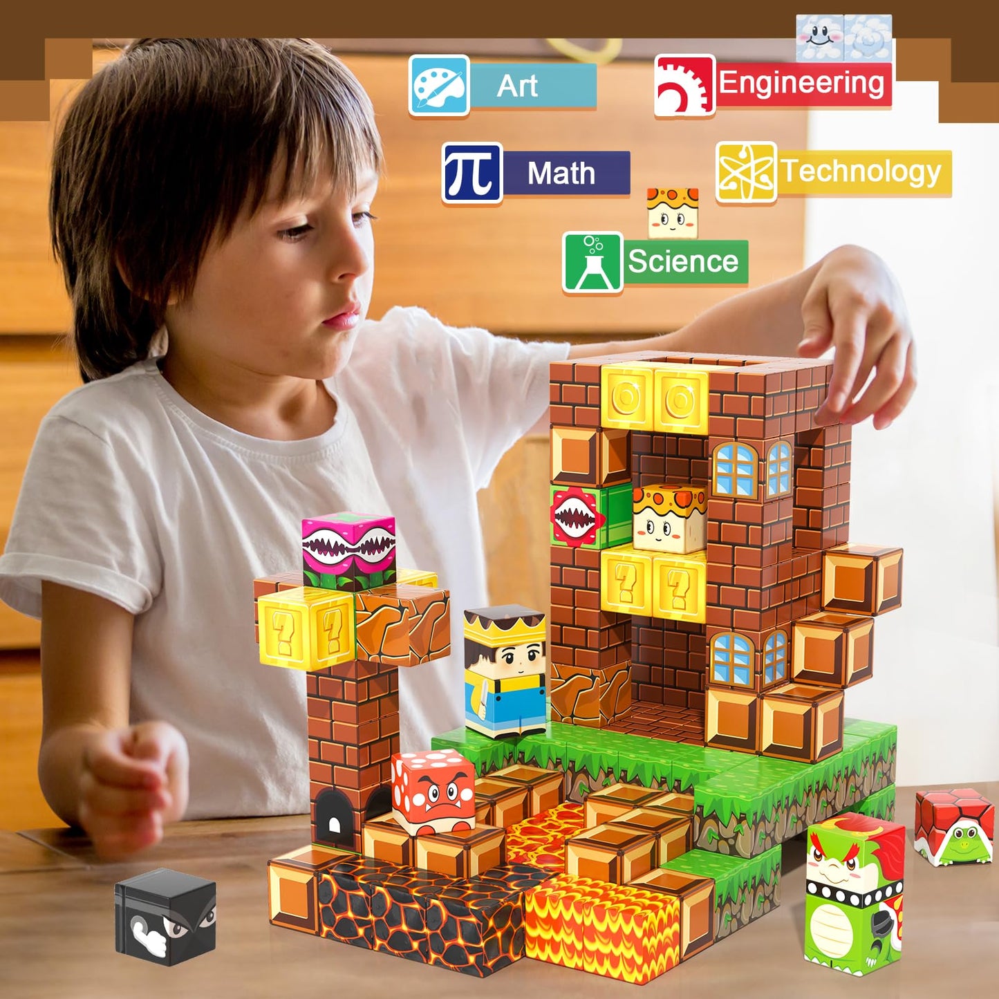 Soyee Magnetic Blocks Building Toys - Build Mine Magnet World Set Toddler Kids Sensory Toys for Boys & Girls Ages 3-5 5-7 8-12, 1'' Magnetic Cubes Game for Boys