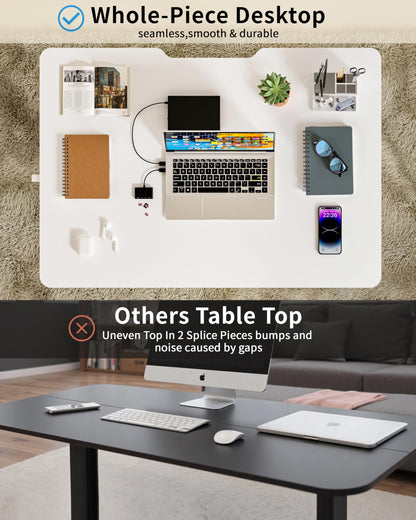Okin Small Electric Standing Desk, 36" x 24" Whole Piece Height Adjustable Desk, Oak Sit to Stand Computer Workstation with Wheels for Home Office