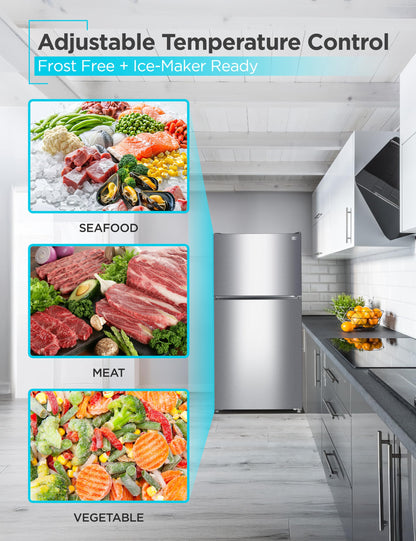BLACK+DECKER 16.4 Cu. Ft. Top Mount Refrigerator with Freezer, 2 Door Refrigerator with Top Freezer and Separate Temperature Controls, Auto Defrost, BR1640KW, White