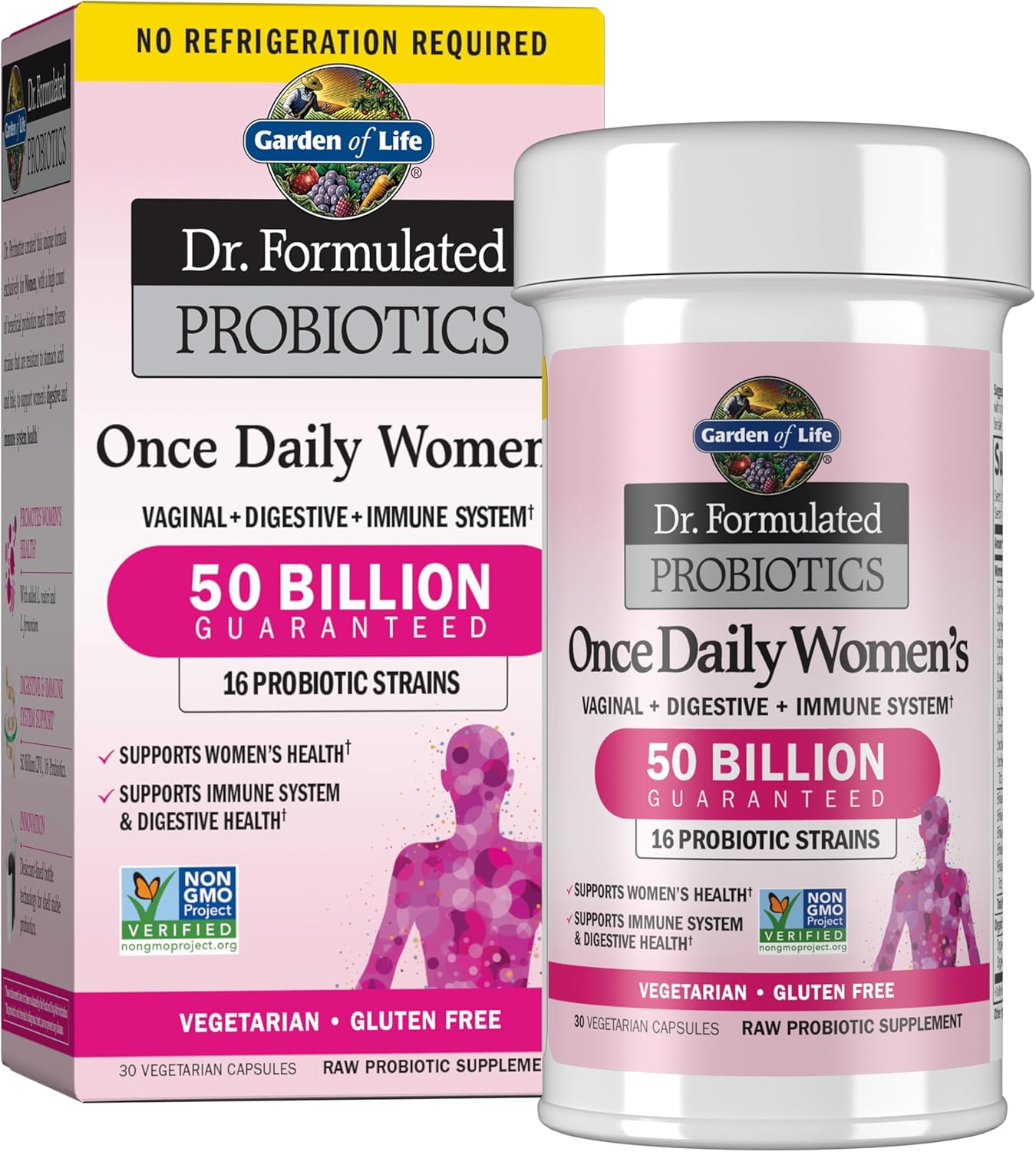 Garden of Life Dr. Formulated Once Daily Women's Probiotics with 50 Billion CFU & Organic Prebiotics – Vaginal Health, Digestive Support, Immune Support, Dairy Free, 30 Capsules