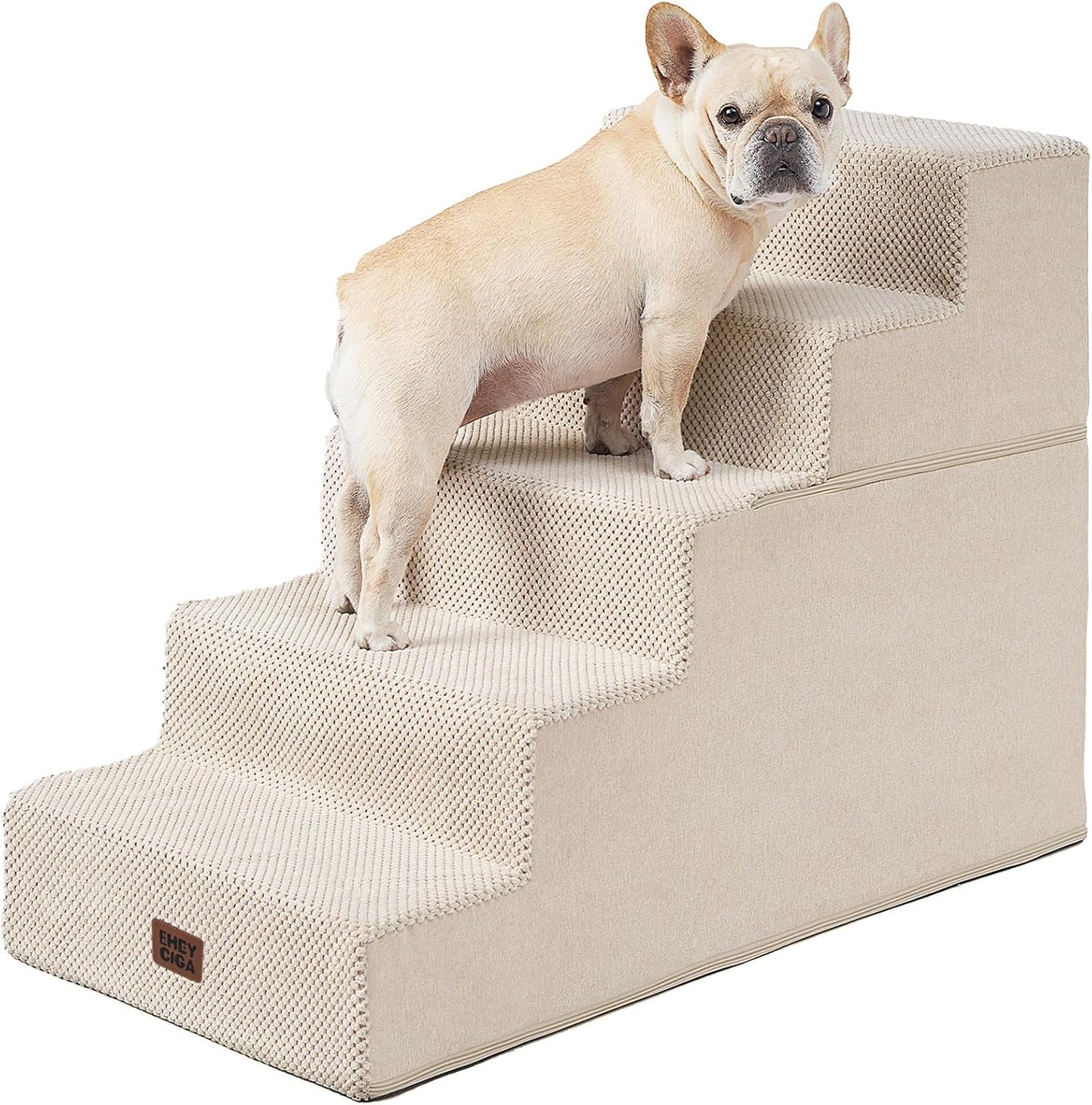 EHEYCIGA Dog Stairs for Small Dogs 13.5" H, 3-Step Dog Steps for Couch Sofa and Chair, Pet Steps for Medium Cats, Non-Slip Balanced Pet Ramp Indoor, Grey