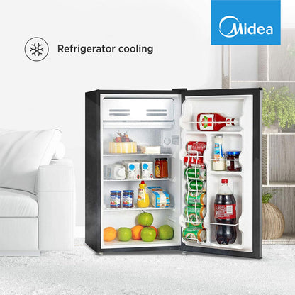 Midea WHS-65LB1 Mini Fridge, 1.6 Cu.ft Energy Star Certified Mini Refrigerator, Adjustable Thermostat, Reversible Door, Low Noise for Dorm, Office, Bedroom, Black