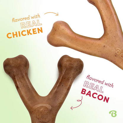 Benebone Wishbone Durable Dog Chew Toy for Aggressive Chewers, Real Bacon, Made in USA, Medium
