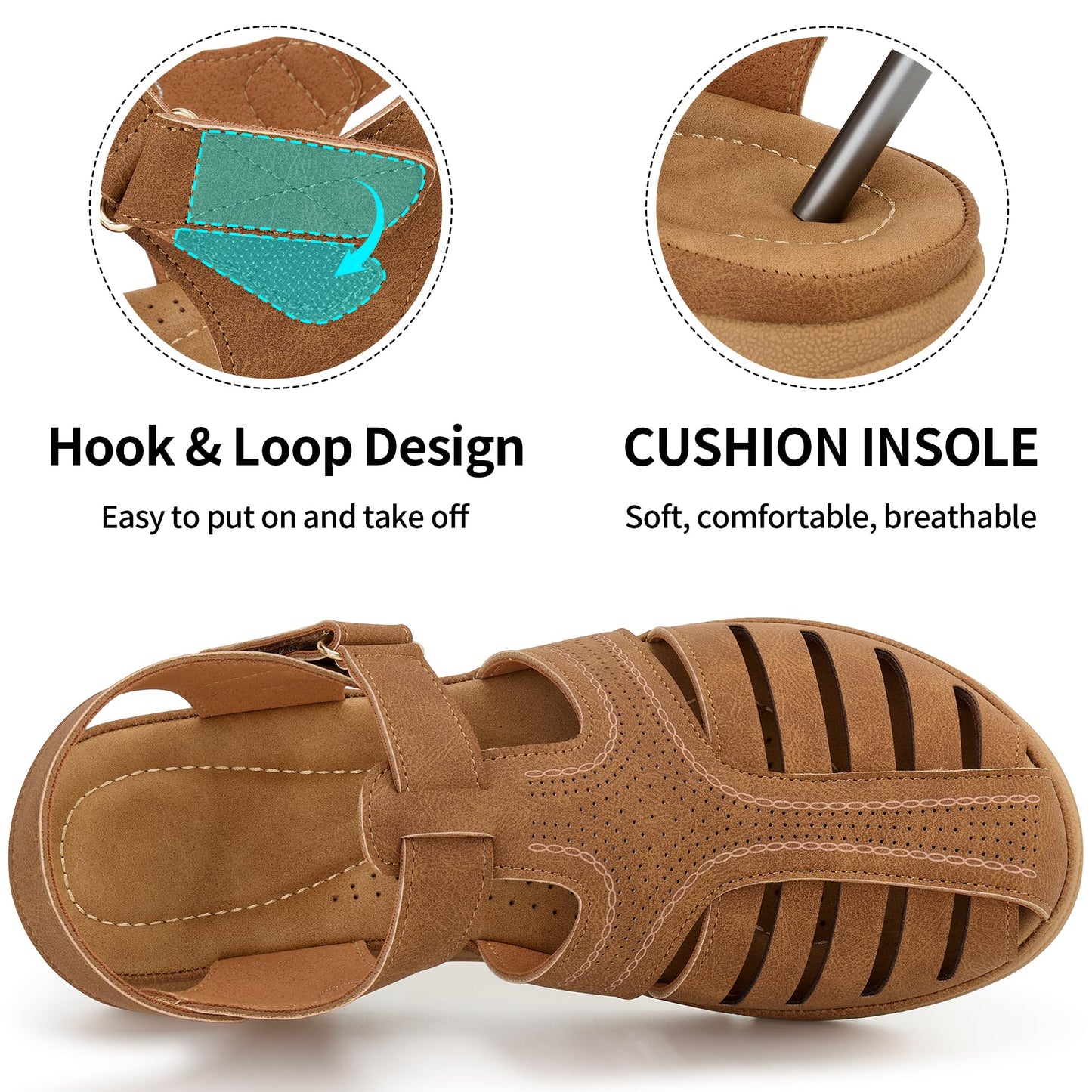 Womens Summer Flat Sandals: Comfortable Closed Toe Dressy Flats Sandals Ankle Strap Casual Outdoor Fisherman Walking Sandal