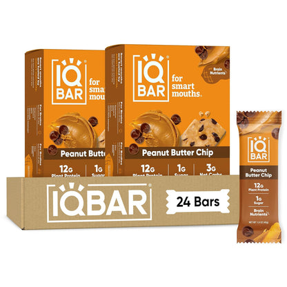 IQBAR Clean Plant Protein Bars, Almond Butter Chip 12-Count | Protein Snack | High Fiber, High Protein, Low Sugar, Clean Label Project Certified | Gluten Free, Dairy Free, Vegan, Keto, Soy Free