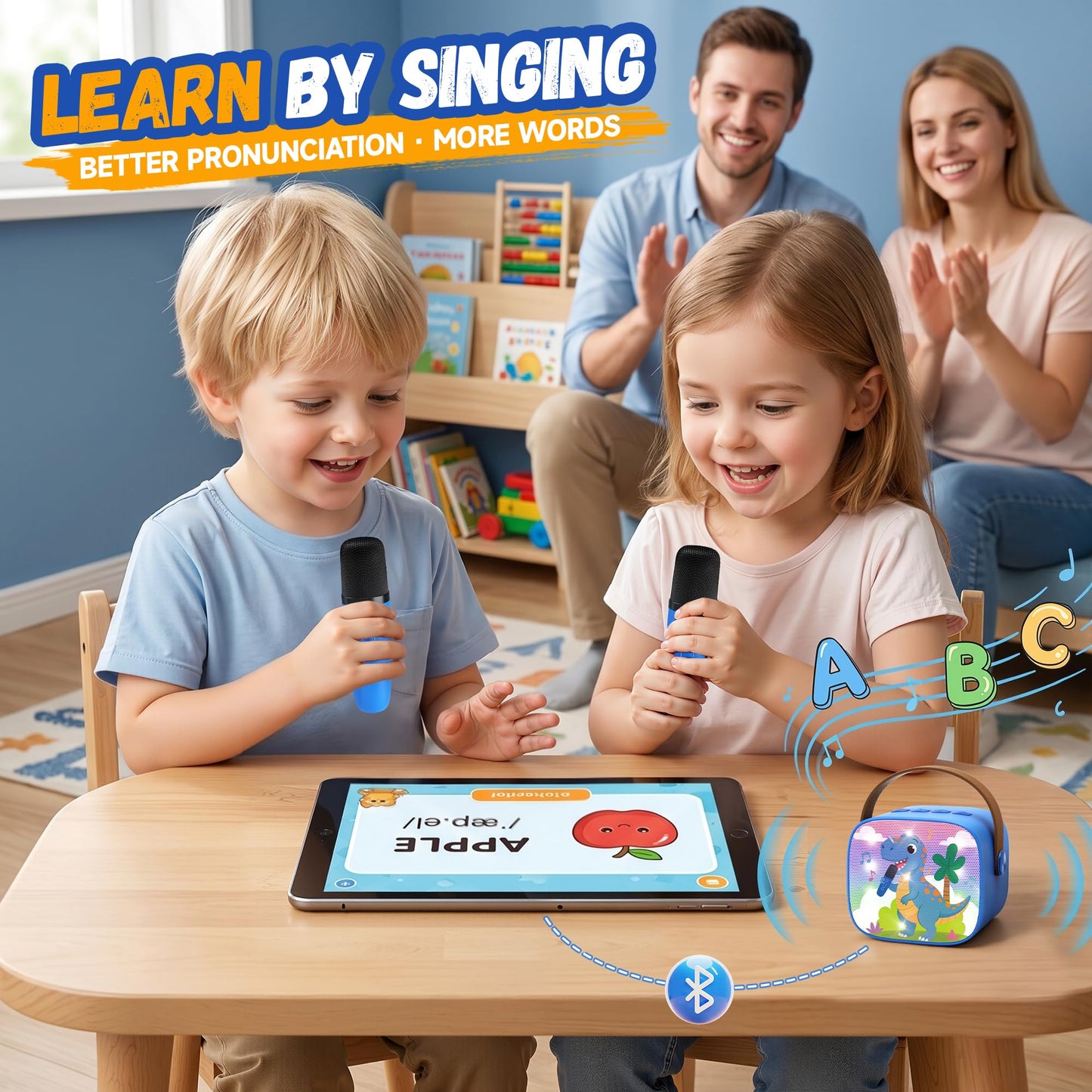 YLL Mini Karaoke Machine for Kids Adults, Portable Bluetooth Speaker with 2 Wireless Microphones, Trendy Birthday Gifts Toys for Girls Ages 3, 4, 5, 6, 7, 8, 9, 10+ Years Old Home Family Party (P-ink)