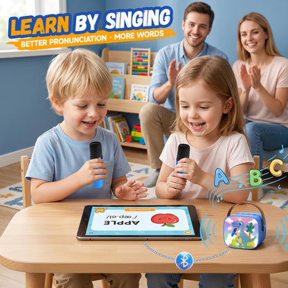 YLL Mini Karaoke Machine for Kids Adults, Portable Bluetooth Speaker with 2 Wireless Microphones, Trendy Birthday Gifts Toys for Girls Ages 3, 4, 5, 6, 7, 8, 9, 10+ Years Old Home Family Party (P-ink)