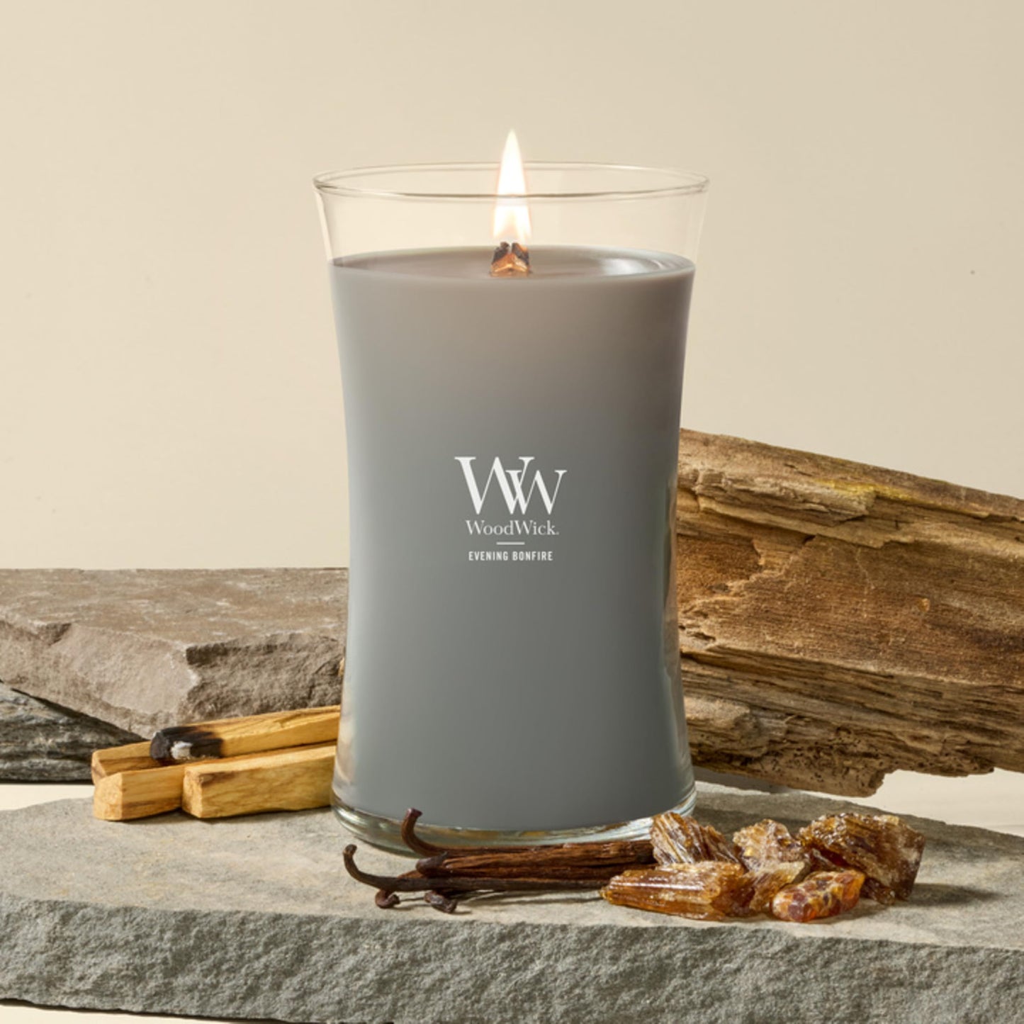 WoodWick Large Hourglass Fireside Candle, Premium Soy Blend Wax, Crackles as it burns, Perfect for Gifting, 21oz