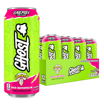 GHOST Energy Drink, Zero Sugars, 12-Pack, Cherry Limeade, 16oz | Energy & Focus Pre Workout Drink, No Artificial Colors, Gluten-Free, Vegan - 200MG Natural Caffeine, L-Carnitine, Taurine