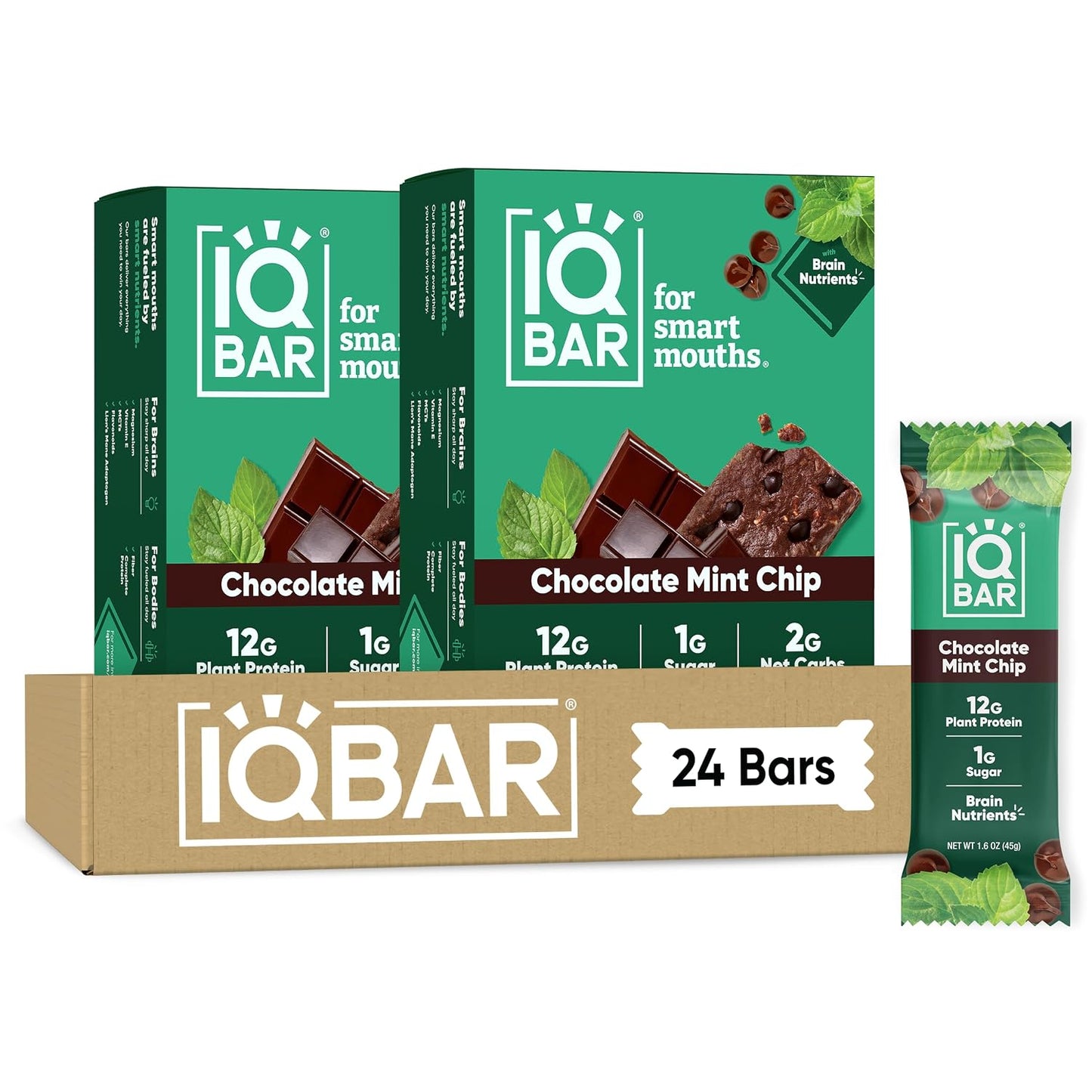 IQBAR Clean Plant Protein Bars, Almond Butter Chip 12-Count | Protein Snack | High Fiber, High Protein, Low Sugar, Clean Label Project Certified | Gluten Free, Dairy Free, Vegan, Keto, Soy Free