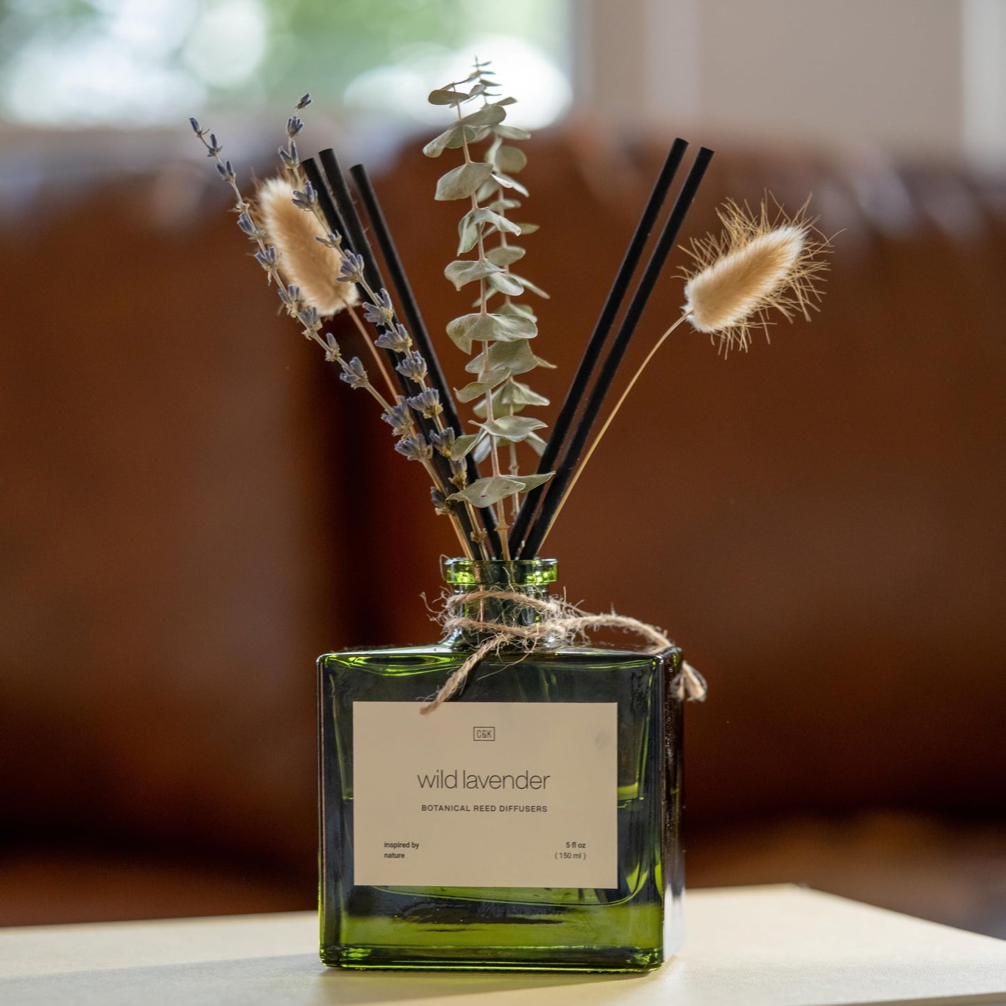 Craft & Kin Reed Diffuser with Dried Flowers | 5 oz Stone Fruit & Sage Scented Holiday Reed Diffusers for Home, Bathroom | Scent Sticks | Elegant Fragrance Home Decor for Men & Women