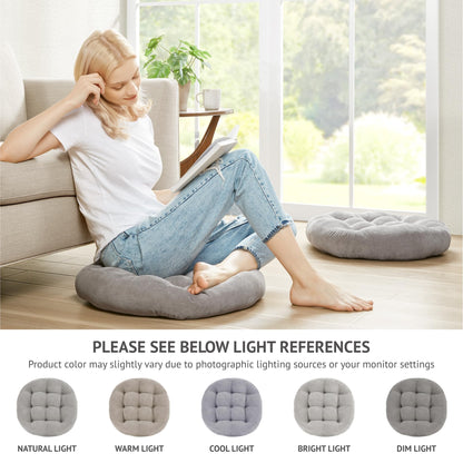 Meditation Floor Pillow Set of 2, Round Large Pillows Seating for Adults, Tufted Corduroy Cushion for Living Room Tatami, Beige 22 Inch