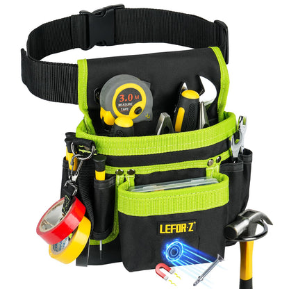 Tool Belt,Magnetic Tool Pouch,14-Pockets Tool Belts for Men,Detachable & Adjustable Tool Pouch belt for Electrician,Carpenter,Construction,Work Apron,Utility Belt,Black-Yellow