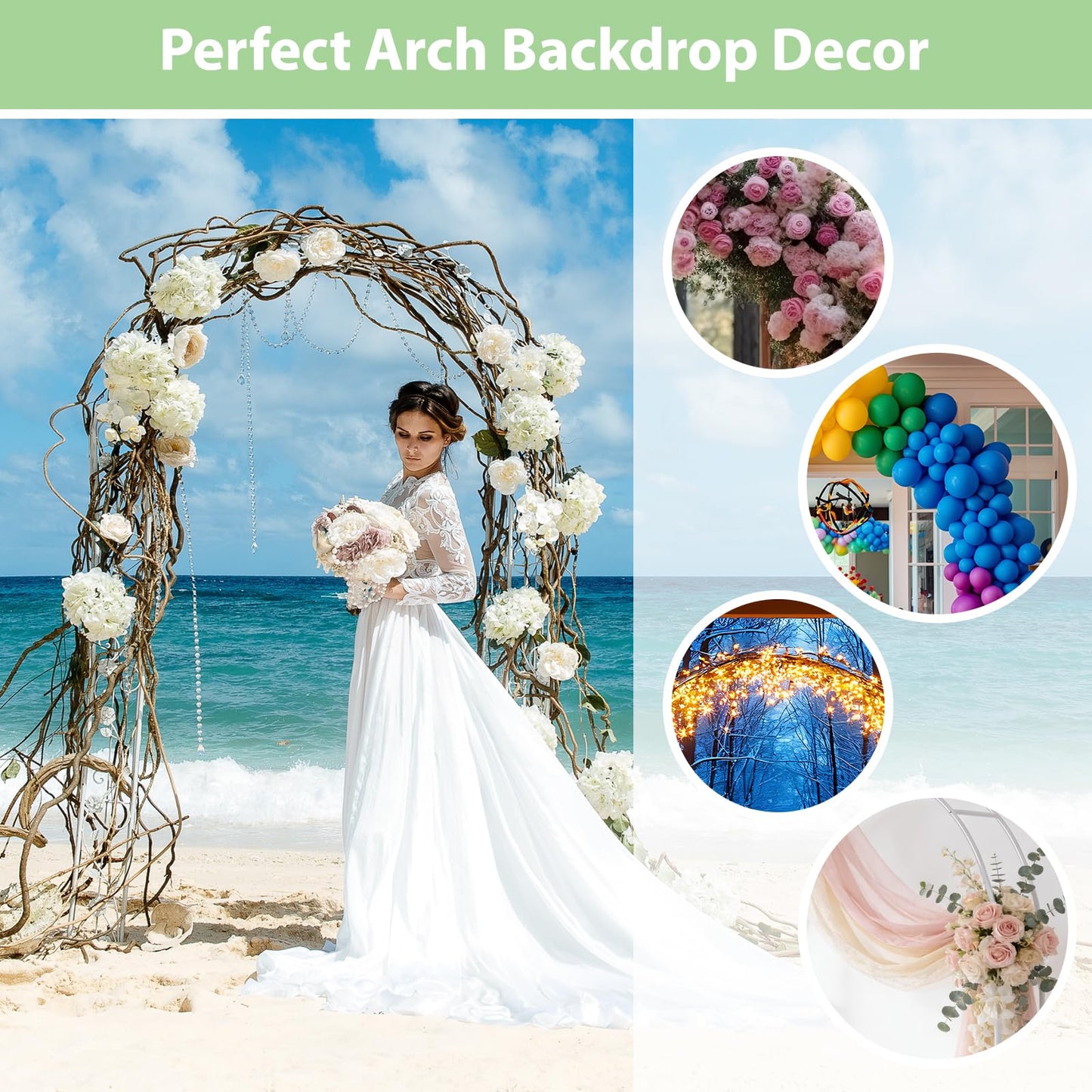 RUBFAC 7.8ft Garden Arch Trellis for Climbing Plants Outdoor, Metal Arch Frame Garden Arbors and Arches, Outdoor Archway for Flower Vines Wedding Bridal Party Decoration, Black