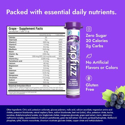 Zipfizz Daily Energy Drink Powder, Blood Orange, 20 Pack | 3-in-1 Sustained Energy, Rapid Hydration, and Essential Vitamins | Sugar-Free | Electrolyte Powder | Contains Vitamin B-12 & Antioxidants
