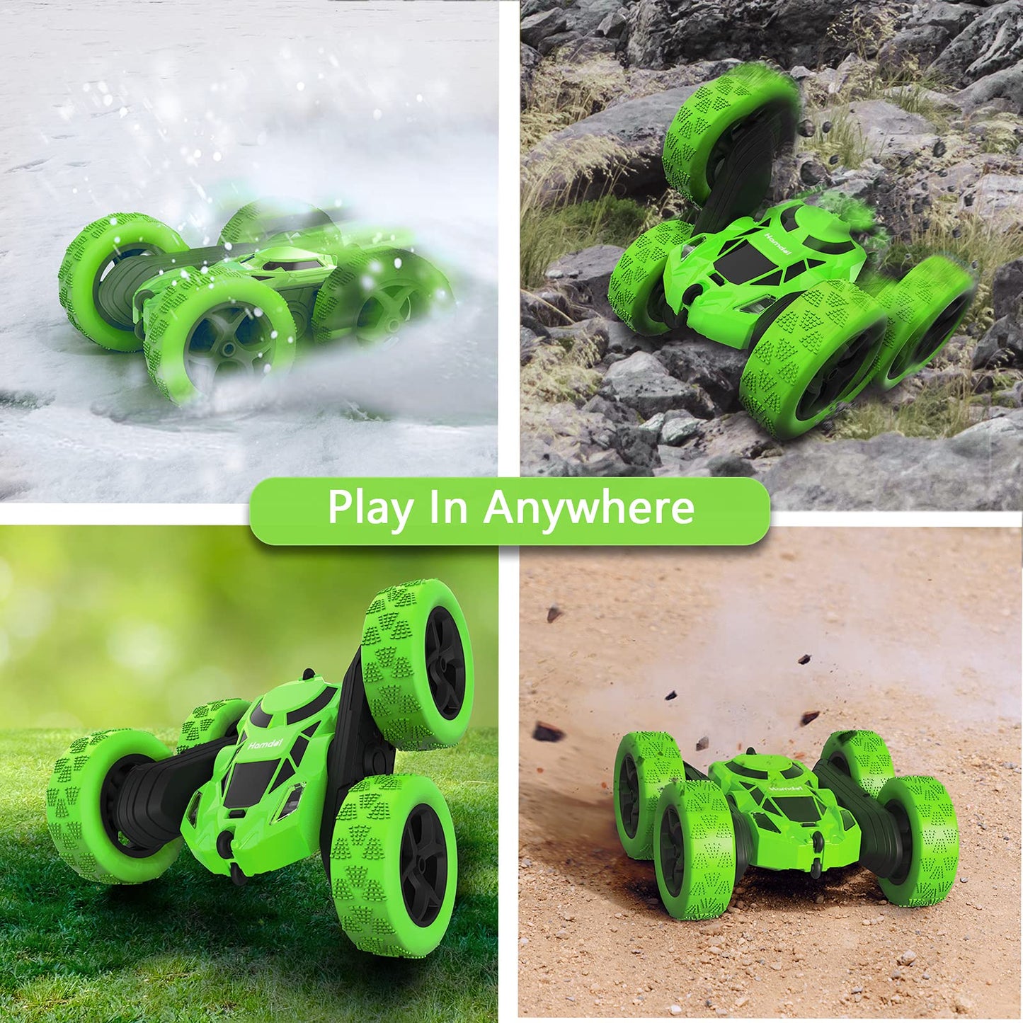 Hamdol Remote Control Car for Kids, 360° Rotating Double-Sided RC Car with LED Headlights, 4WD 2.4GHz Electric Rechargeable Toy Vehicle for Boys and Girls, Perfect Birthday