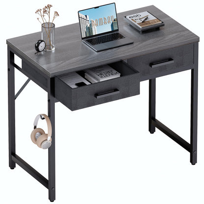 Pamray 32 Inch Small Computer Desk with 2 Drawers for Bedroom Study Writing Home Office Table for Small Spaces White