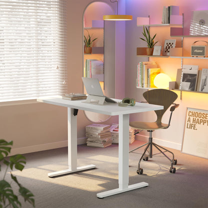 HUANUO 32" Small Electric Standing Desk Adjustable Height, 4 Memory Height Settings, Sit Stand Up Desk for Home Office & Computer Workstation, LightWalnut