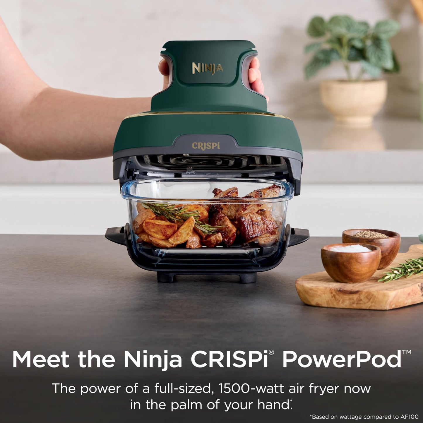 Ninja Crispi 4 in 1 Glass Air Fryer, 450°F, Non Toxic, 4QT and 6 Cup Containers with Lids, Dishwasher Safe, Cyberspace Gray, 1 Count, FN101GY