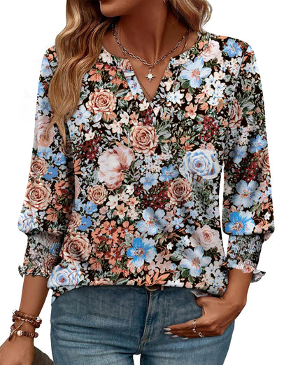 WIHOLL 3/4 Length Sleeve Womens Tops Summer Shirts Spring Vacation Outfits Dressy Casual Trendy Fall S-3XL