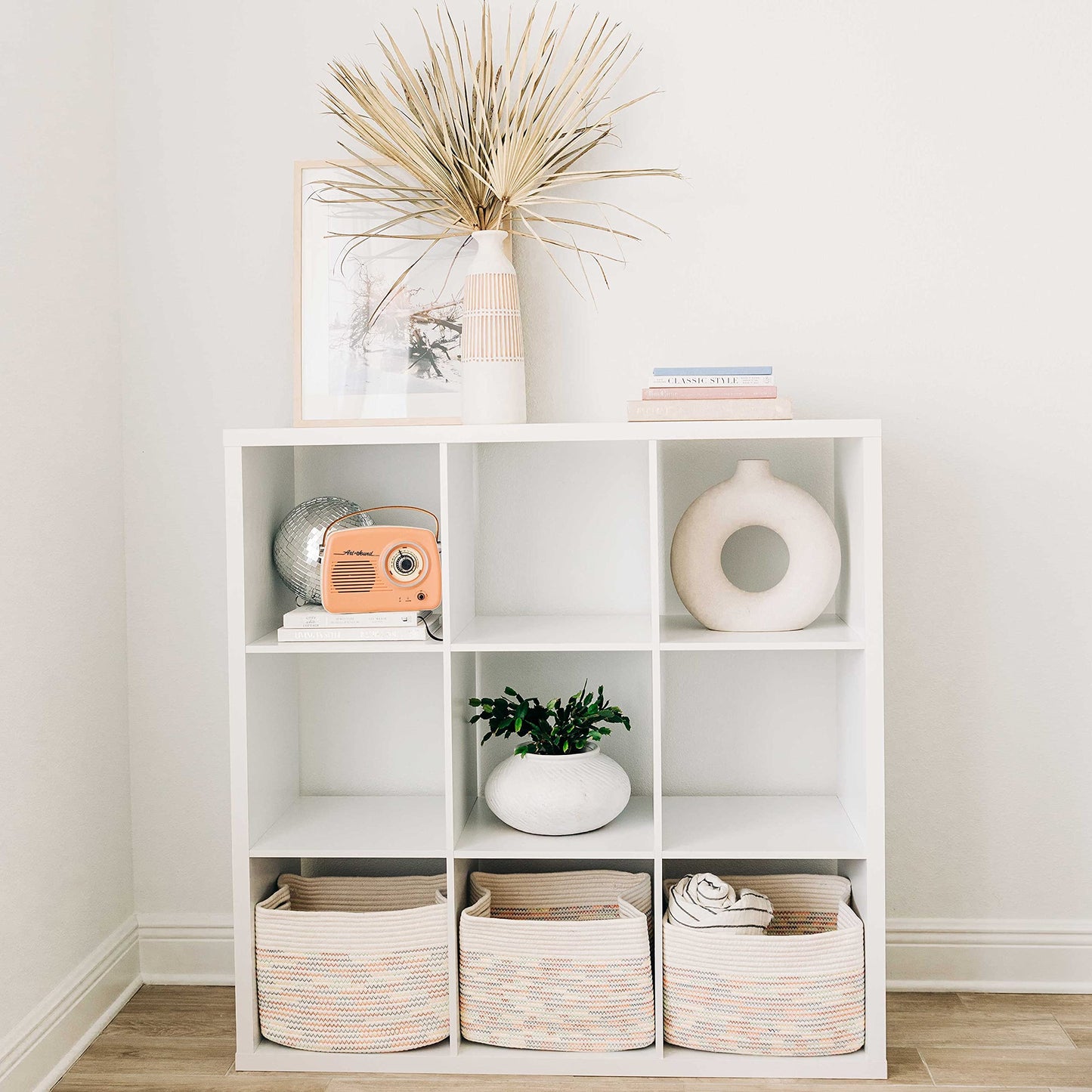 Light Honey Cotton Rope Baskets for Shelves, Set of 3 - 15"×10"×9½" - Woven Storage Baskets for Organizing - Closet, Nursery, Bedroom, Playroom - Toys, Books, Towels, Clothes