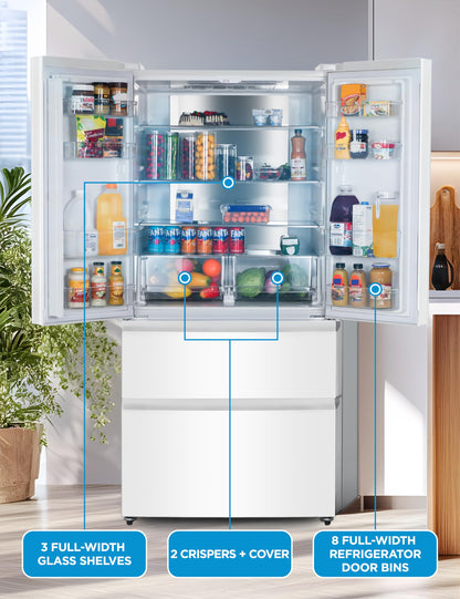 Commercial Cool 20 Cu. Ft. Top Mount Refrigerator with Freezer, 2-Door Refrigerator with Top Freezer and Adjustable Temperature Control, Ice Maker Ready, Energy Star Certified, Stainless Look