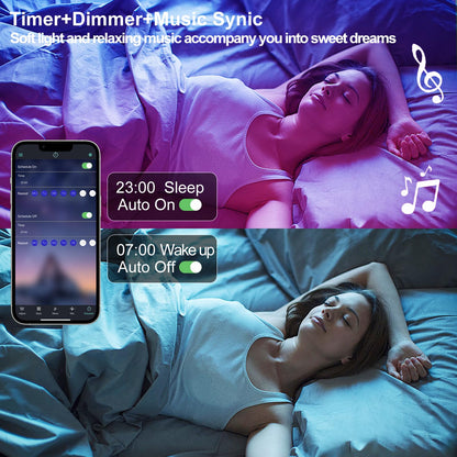 Motion Sensor LED Light Strip 19.68ft Under Bed Lights, RGB 3 Mode Motion Activated Bed Light with Music Sync and Timer, Dimmable Color Changing LED Lights Father Day Gifts