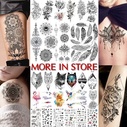 12 Sheets Beautiful Butterfly Flowers Temporary Tattoos For Women Feet Hands Body Art, Realistic Rose Peony Floral Fake Tattoo Sticker For Legs Ankle, Waterproof Lily Dreamcatcher Temp Tatoos Decals