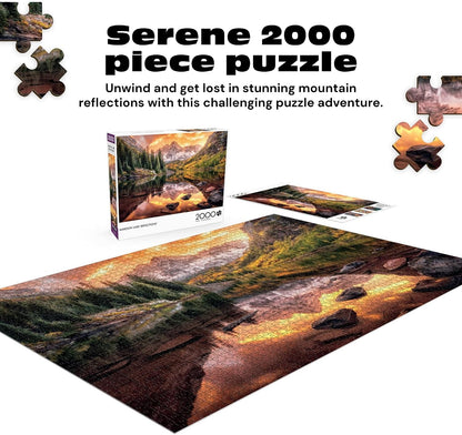 Buffalo Games Joshua Snow Maroon Lake Reflections 2000 Piece Jigsaw Puzzle - 38.5 x 26.5 in, Large - 2000 Piece Puzzles for Adults - Calming Solo Escape - Reference Poster Included