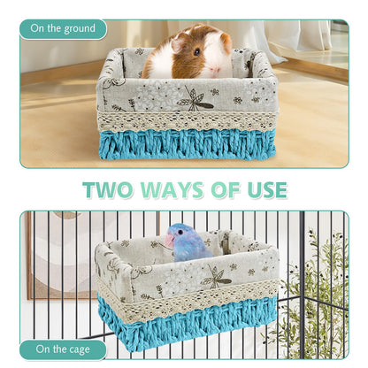 kathson Bird Nest Parrot House Birds Sleeping Bed Straw Weave All Season Hanging Hammock Bird Bed Snuggle Hut Birdcage Accessories for Parakeets Budgies Cockatiels Conures Quaker Parrot(Yellow)
