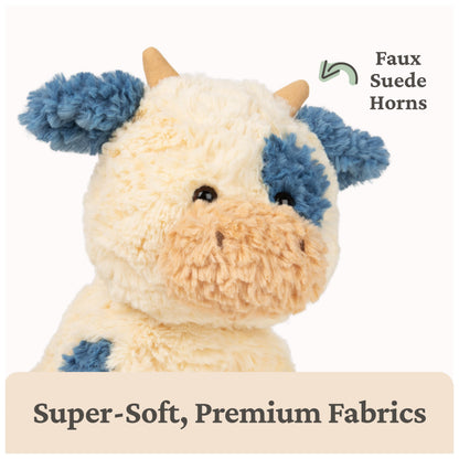 GUND Cozys Collection Cow, Stuffed Animal for Ages 0 and Up, Spring Decor Plush Toy, Cream/Blue, 10”
