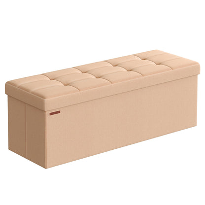 SONGMICS MAZIE Collection - 30 Inches Folding Storage Ottoman Bench, Ottoman Foot Rest, End of Bed Bench, Storage Chest, Load 660 lb, for Living Room, Bedroom, Entryway, Dark Gray ULSF47K