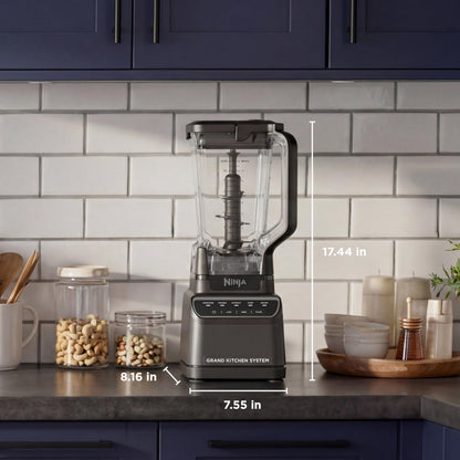 Ninja Kitchen System | All-in-One Food Processor & Blender for Smoothies | Includes Pitcher, (2) 16 oz. To-Go Cups & 8-Cup Bowl | Makes Salsa, Dough, Shakes, & Frozen Drinks | 1500W | Black | BL770