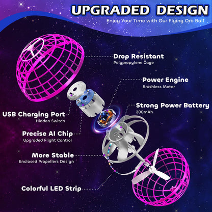 Tikduck Flying Orb Ball 2026 Toys Soaring Hover Boomerang Spinner Hand Controlled Mini Drone Cosmic Globe Spinning Kids Adults Outdoor Birthday Gift Cool Stuff for Boys Girls 6 7 8 9 10+ Year Old