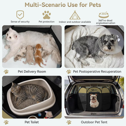 Siedihit Dog Cat Playpen, Puppy Pet Playpen Indoor for Small Dog Crate Tent Cage Outdoor, Portable Pop Up Dogs Enclosure Kennel with Carrying Case for Dogs/Cats/Rabbits(Grey, Small