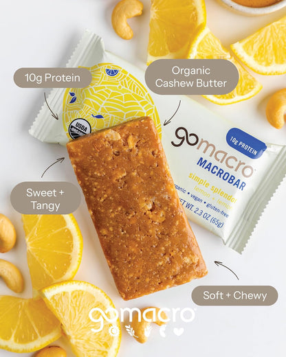GoMacro MacroBar Organic Vegan Protein Bars - Coconut + Almond Butter + Chocolate Chips (2.3 Ounce Bars, 12 Count)